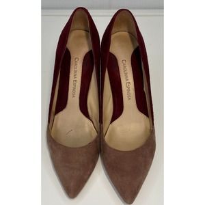 Carolinna Espinosa Suede Heels Tan and Wine Women's Size 6.5